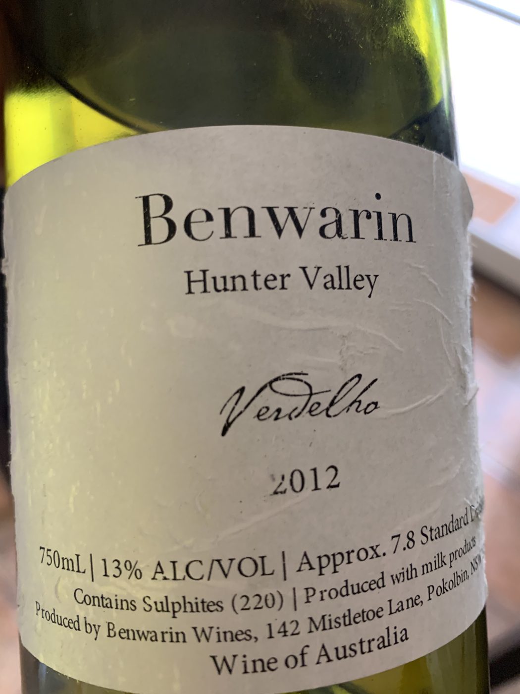 Benwarin Verdelho, Hunter Valley