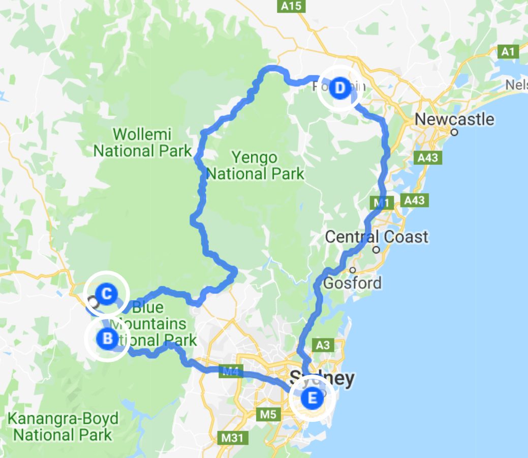 Route map of the ride