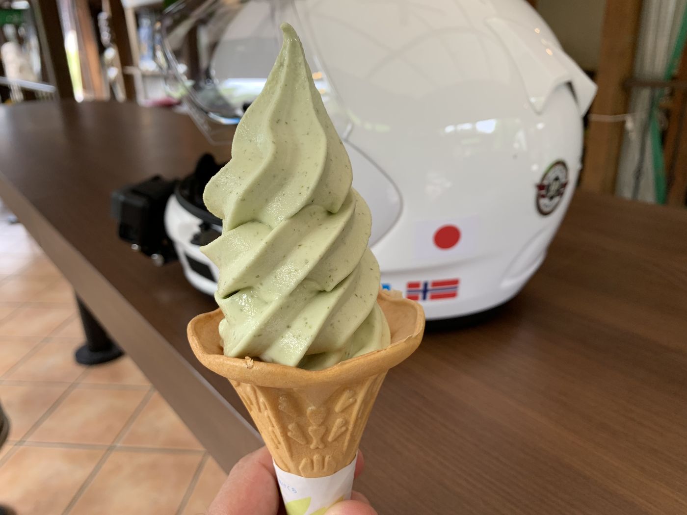 Wasabi soft-serve in Azumino