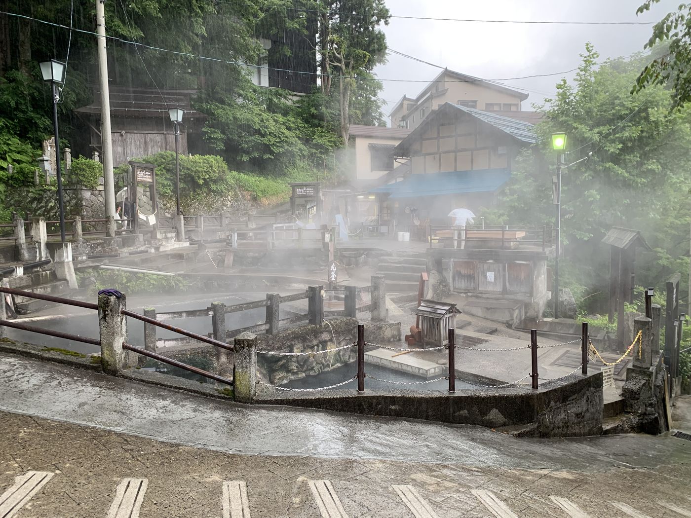 A steaming hot-spring source in Nozawa Onsen