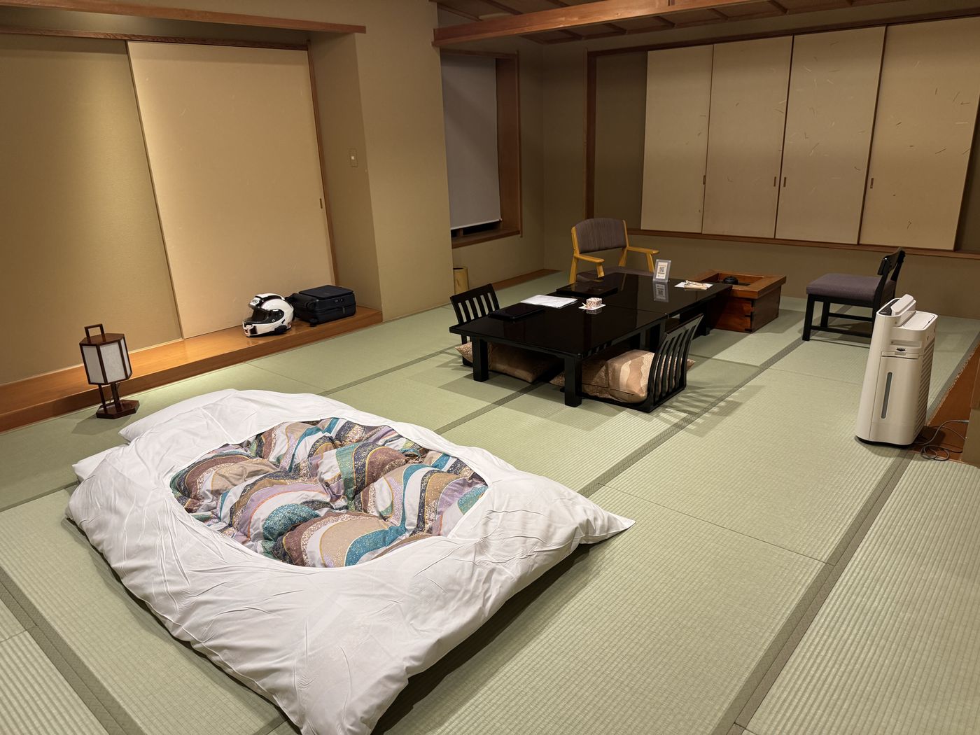 Futon laid out for the night
