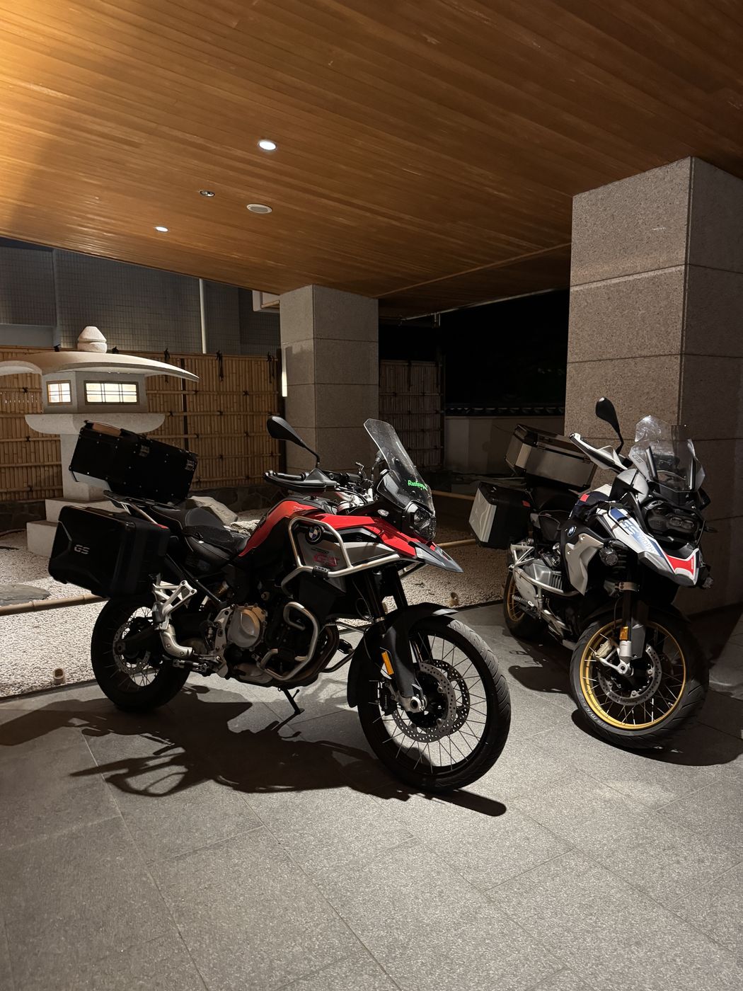 The bikes in the hotel garage