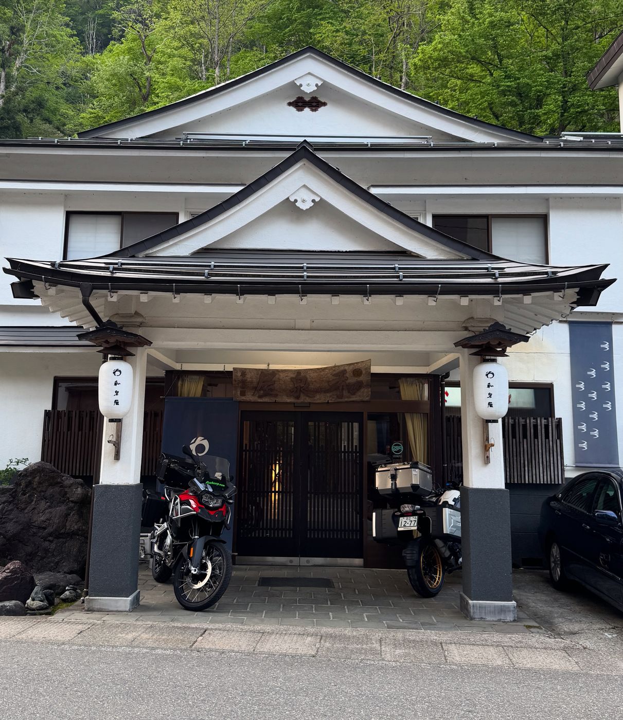 Bikes parked at Izumiya, Matsunoyama Onsen