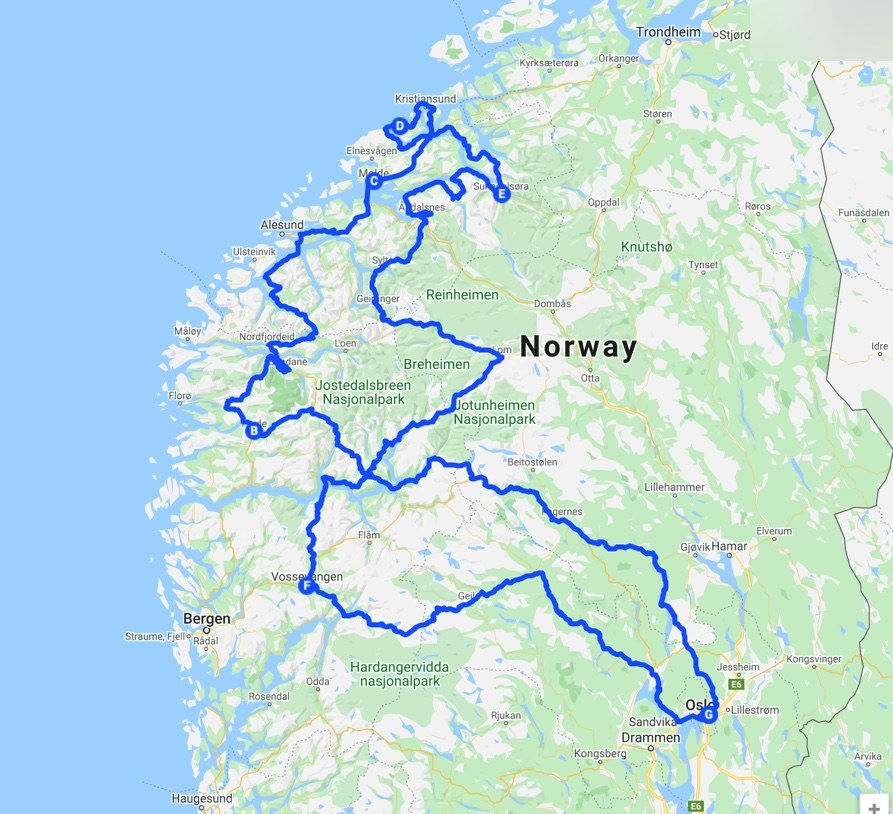 Route map of the ride