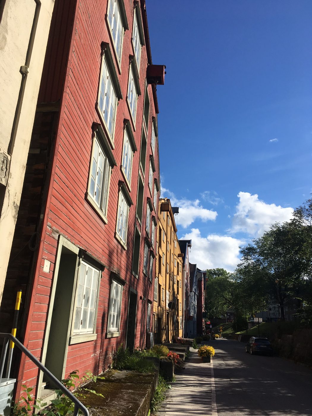 A colorful street in Trondheim