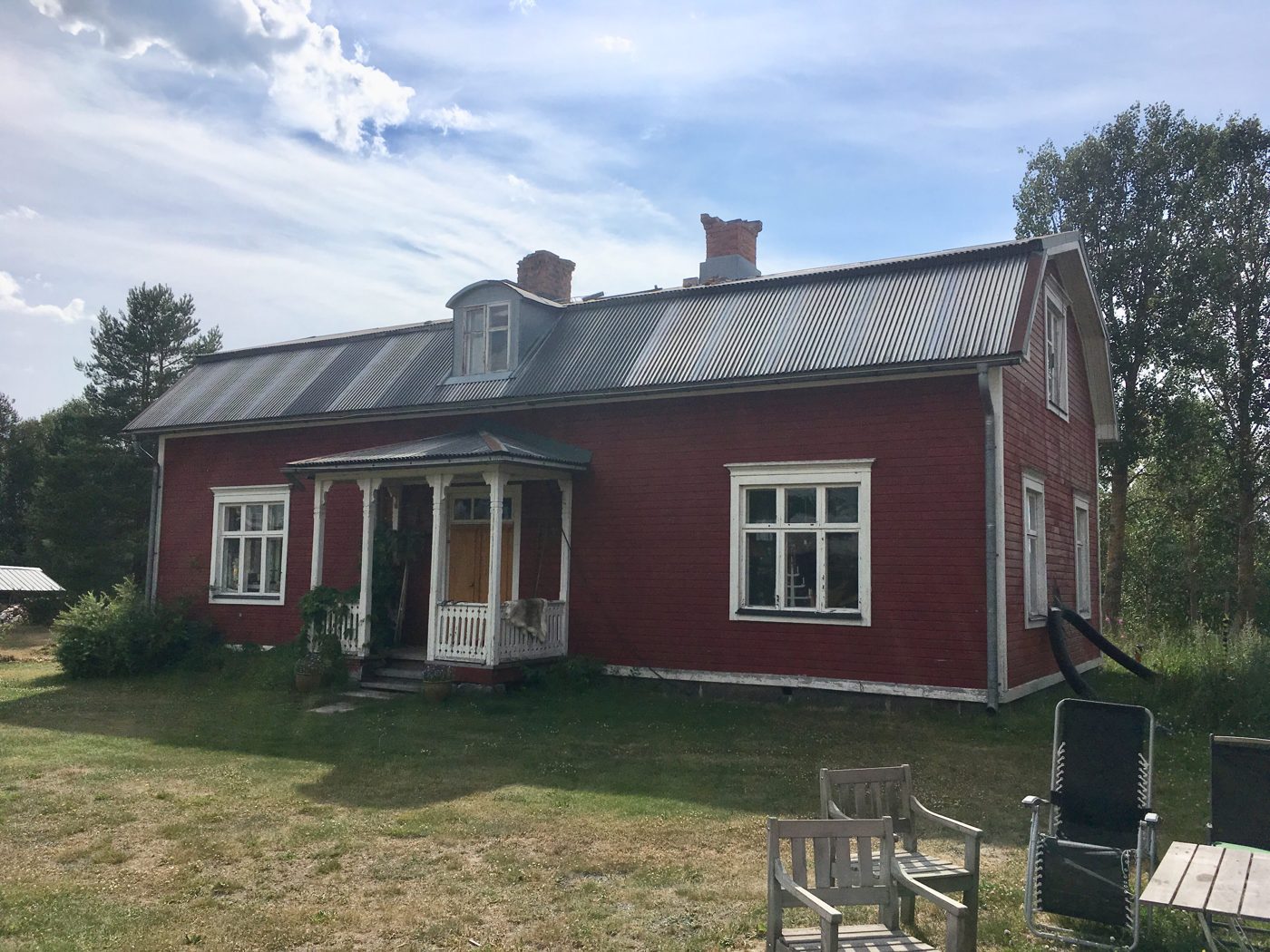 Old red farmhouses