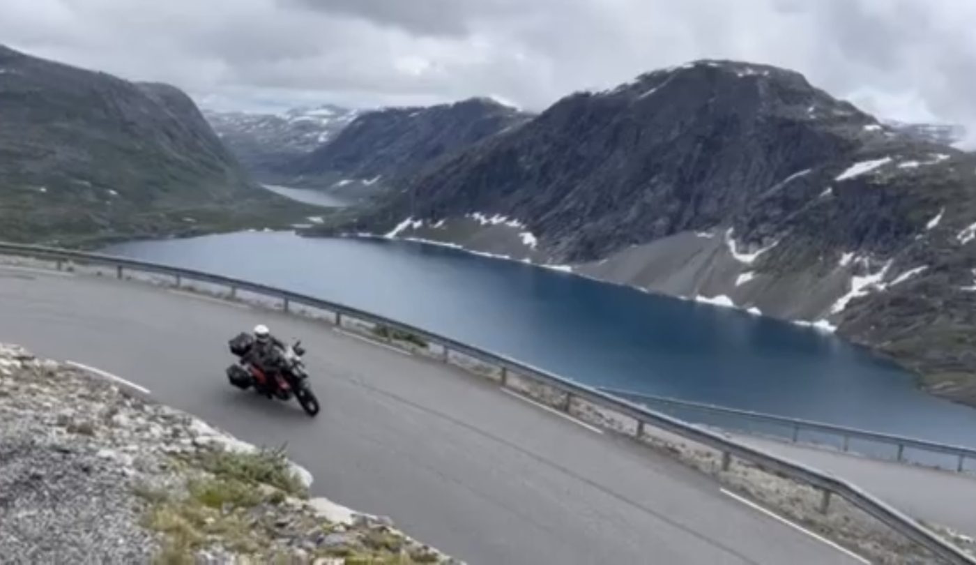 Riding down from the Geiranger Skywalk