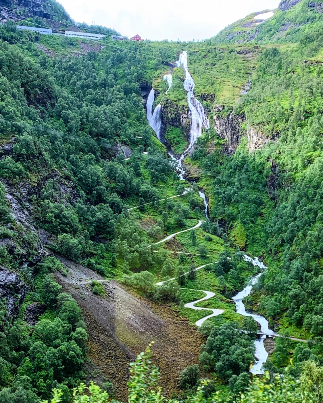 A waterfall from the Flåm Railway