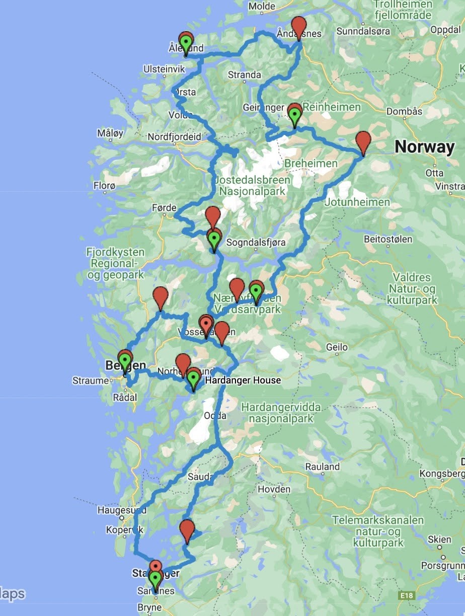 Route map of the ride
