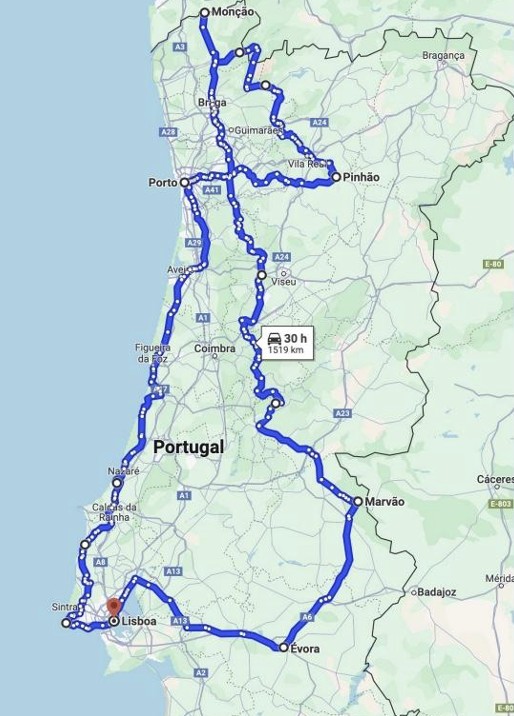 Route map of the ride