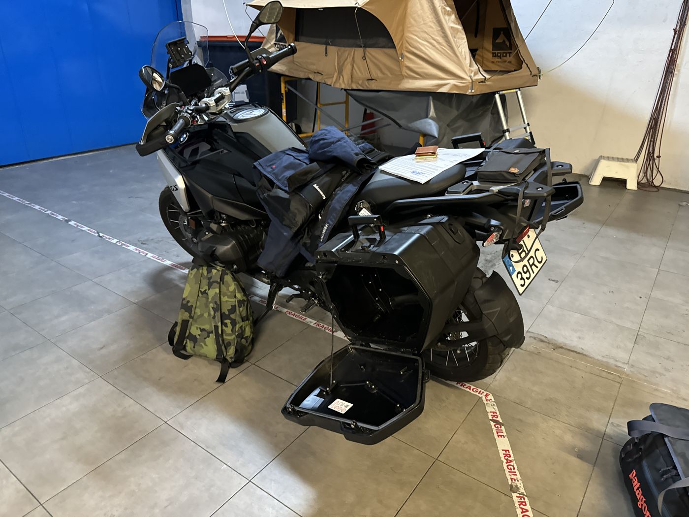 The BMW R 1300 GS waiting at Hertz Ride, Madrid