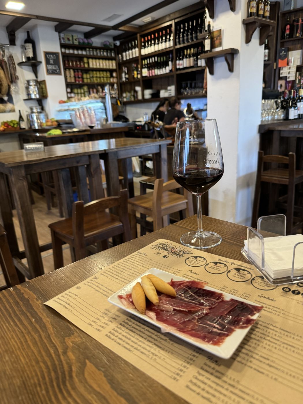 Jamón and red wine in Ronda