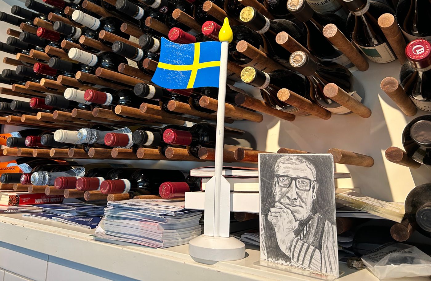 The wine wall at Saltmagasinet