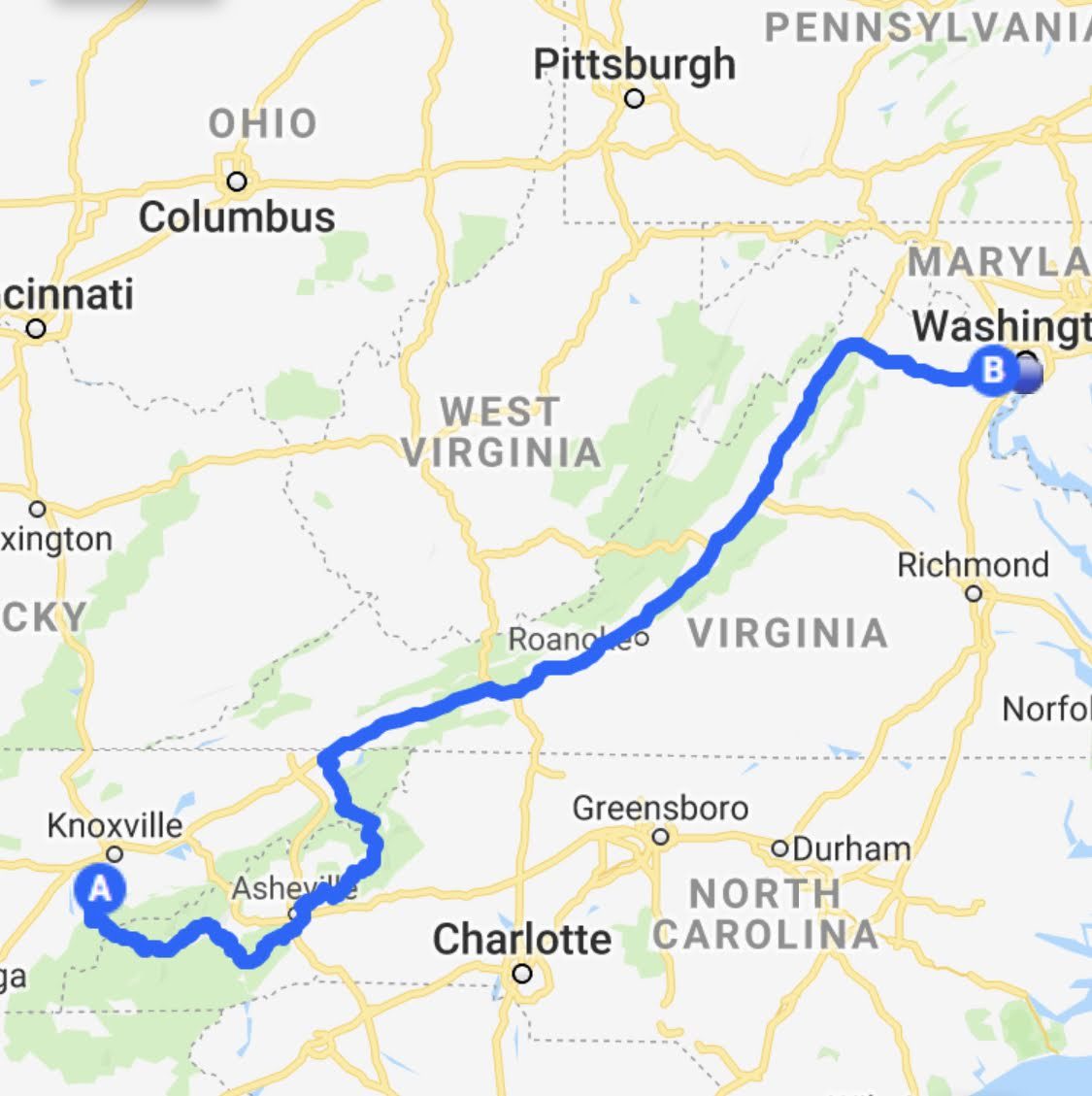 Route map of the ride