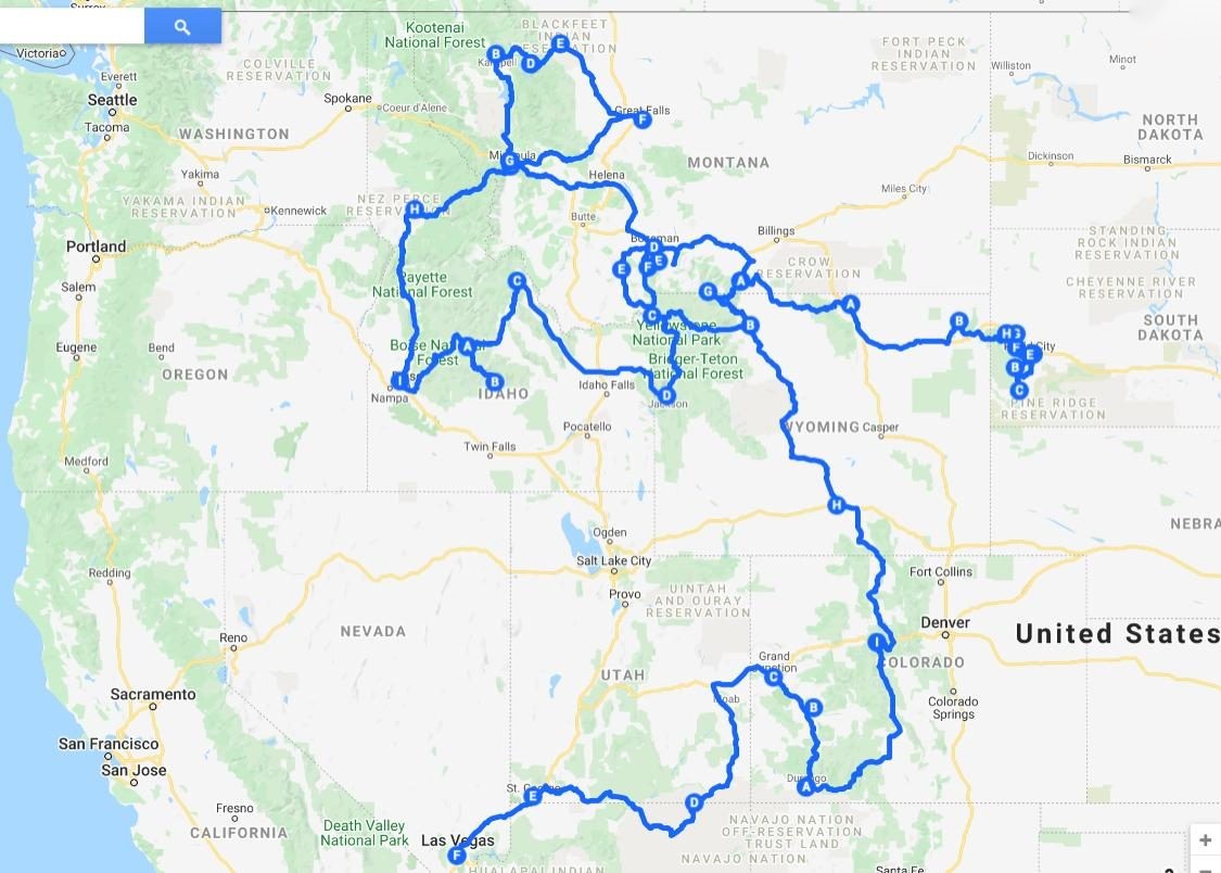 Route map of the ride