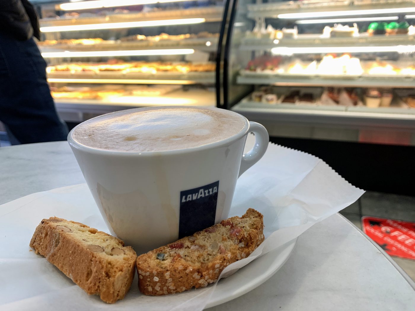 Cappuccino and biscotti at Stella