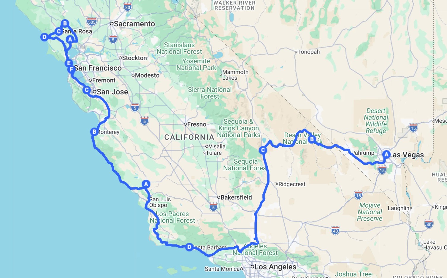 Route map of the ride