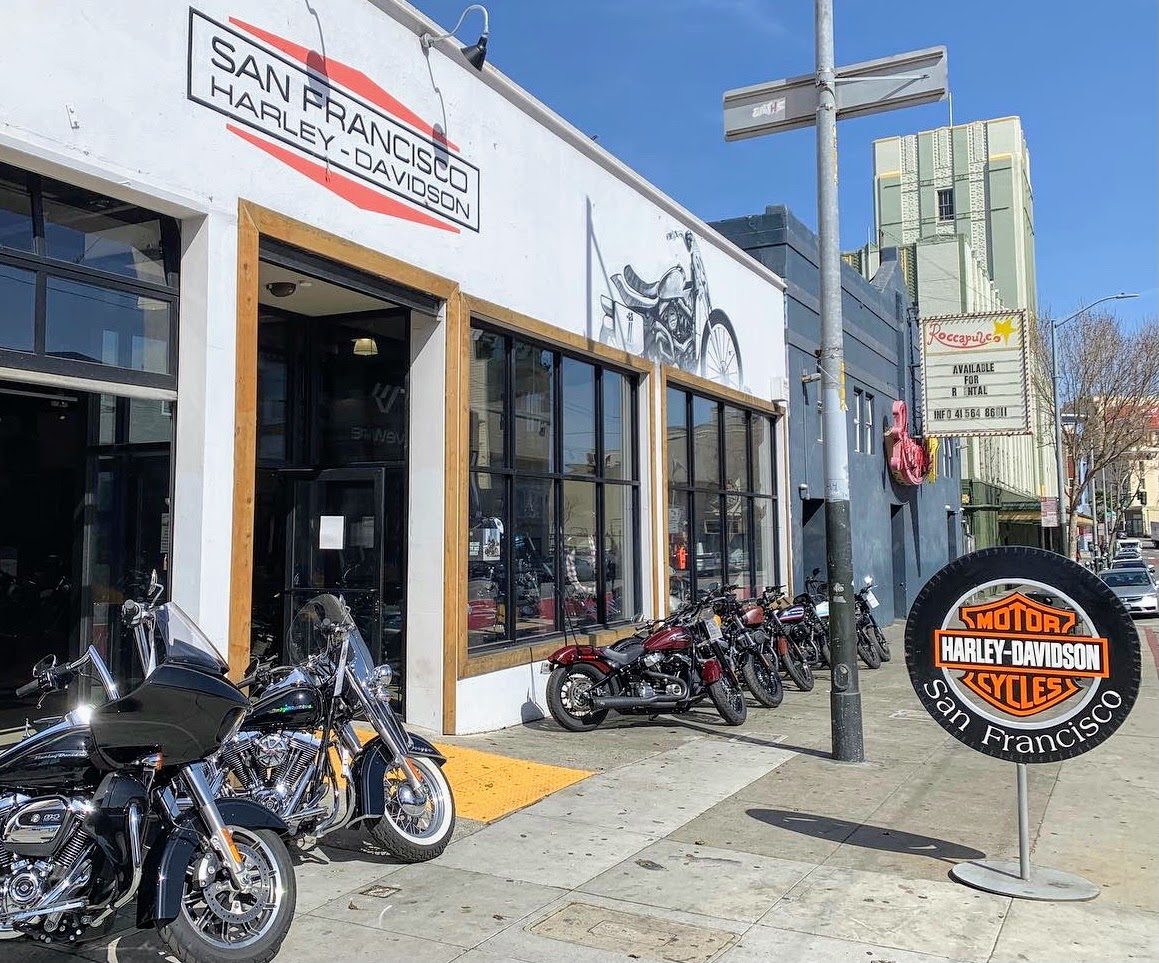 Returning the bike at San Francisco Harley-Davidson