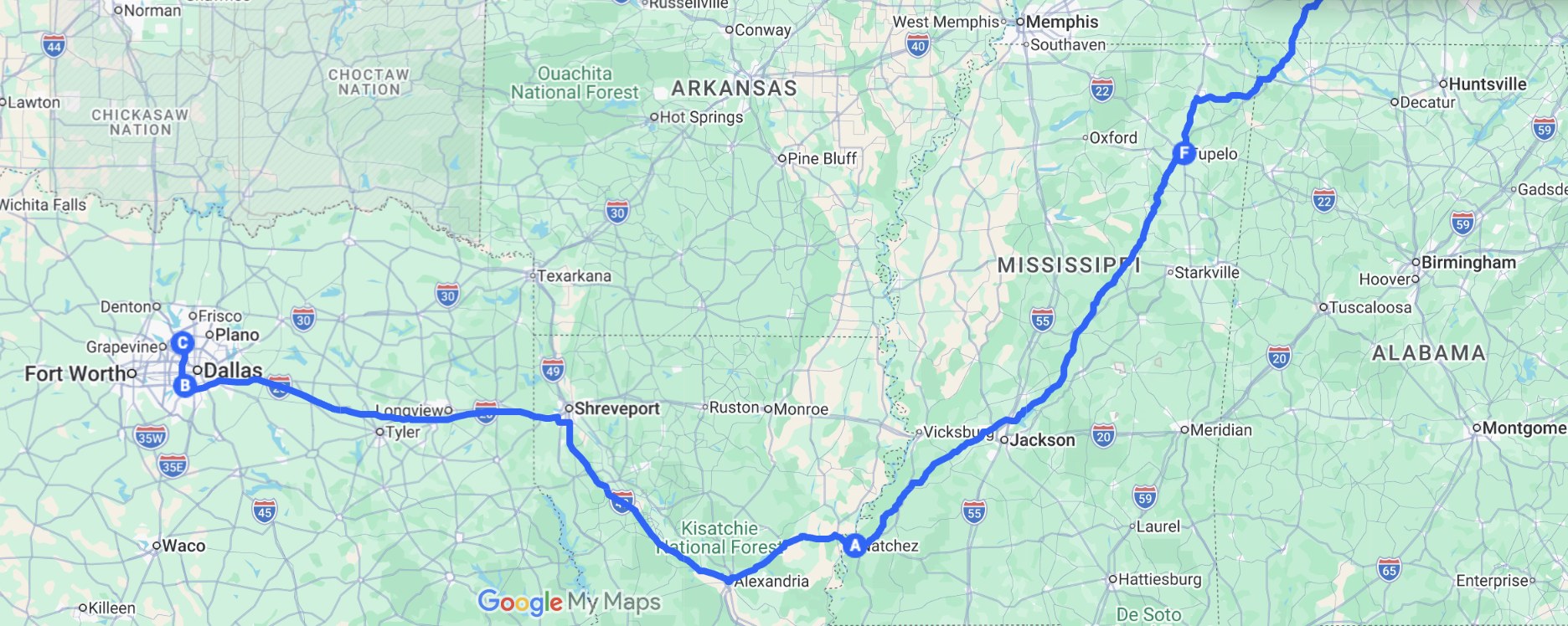 Route map of the ride