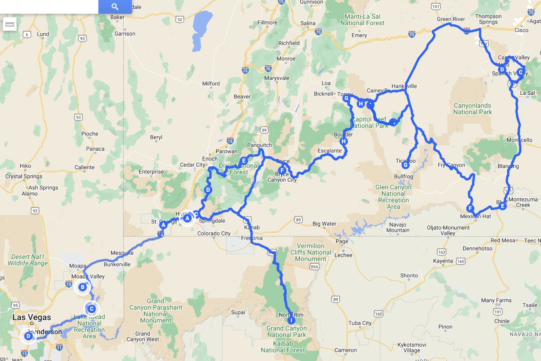 Route map of the ride