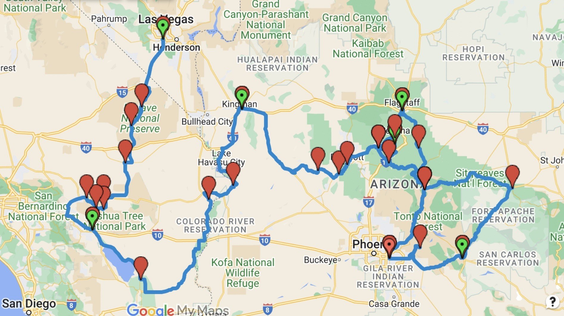 Route map of the ride