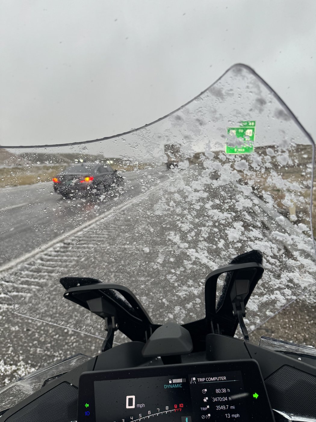 Hail on the road