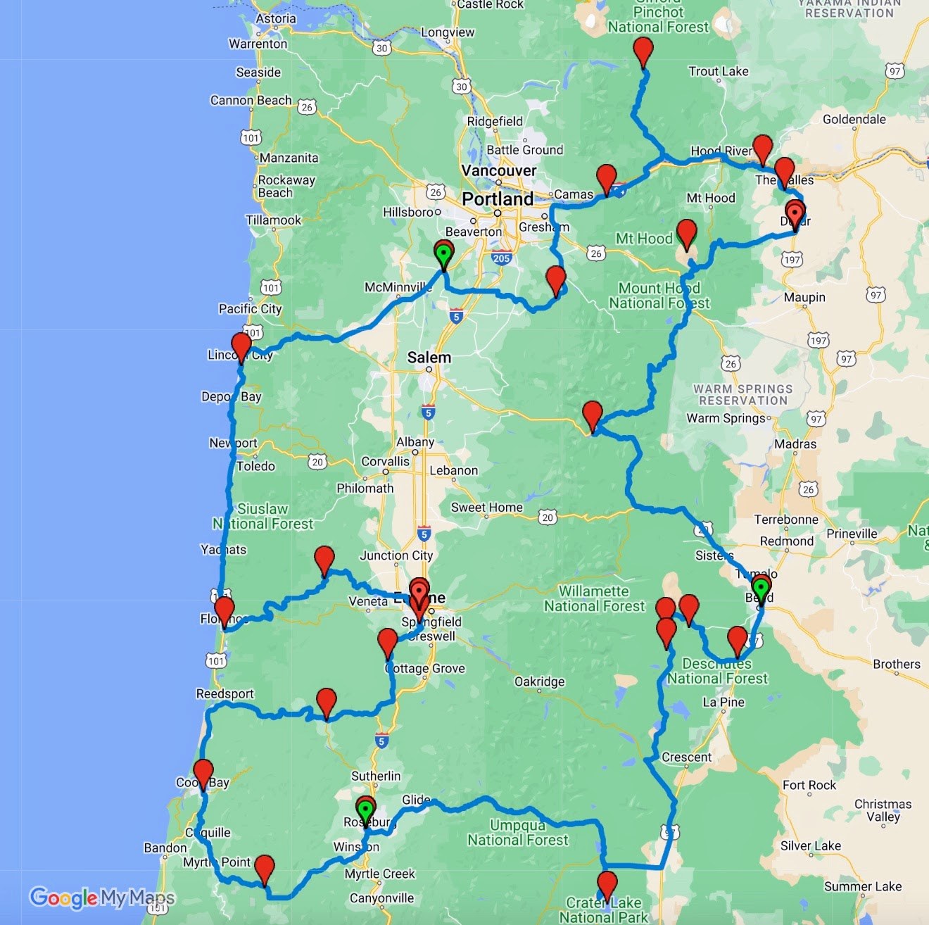 Route map of the ride