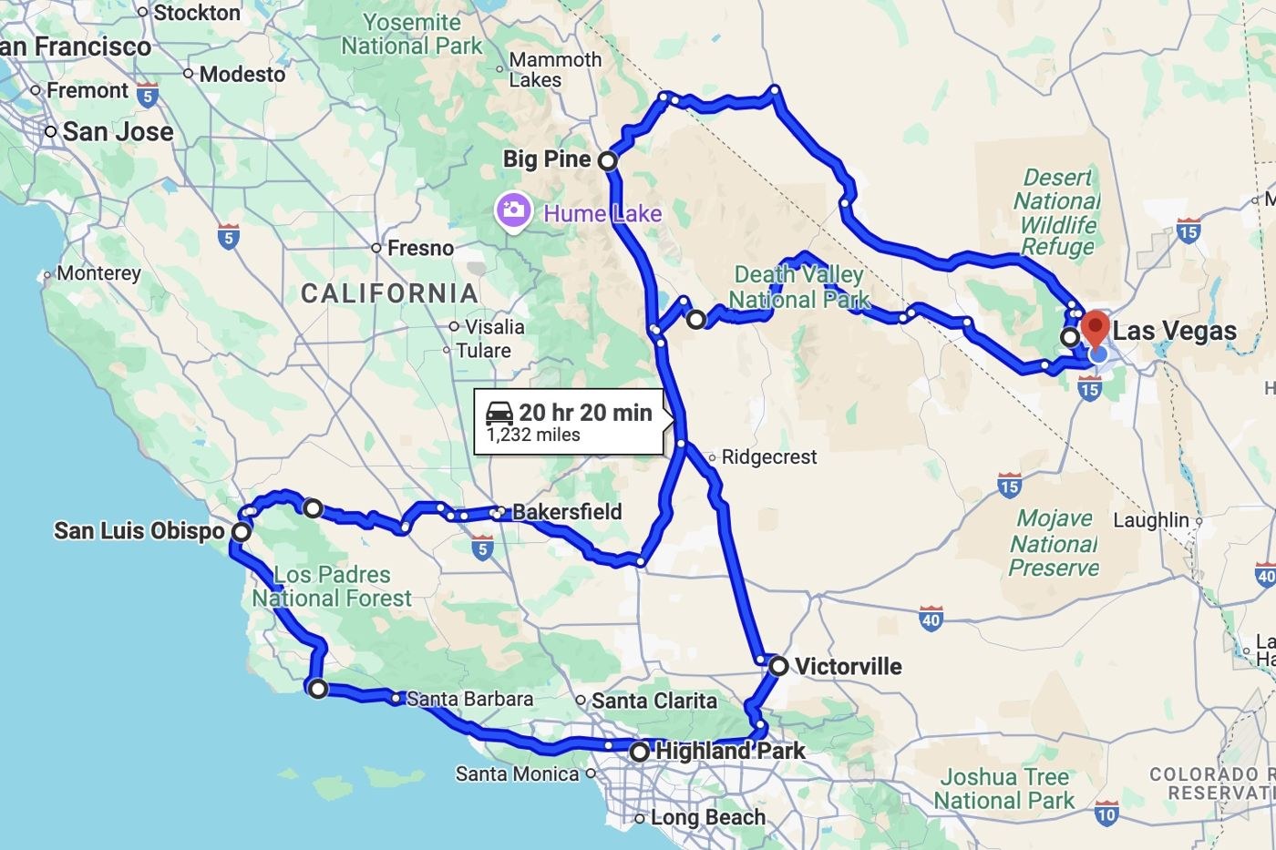 Route map of the ride
